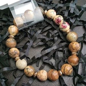 Porcelain Stone Bracelet With Floral Painting